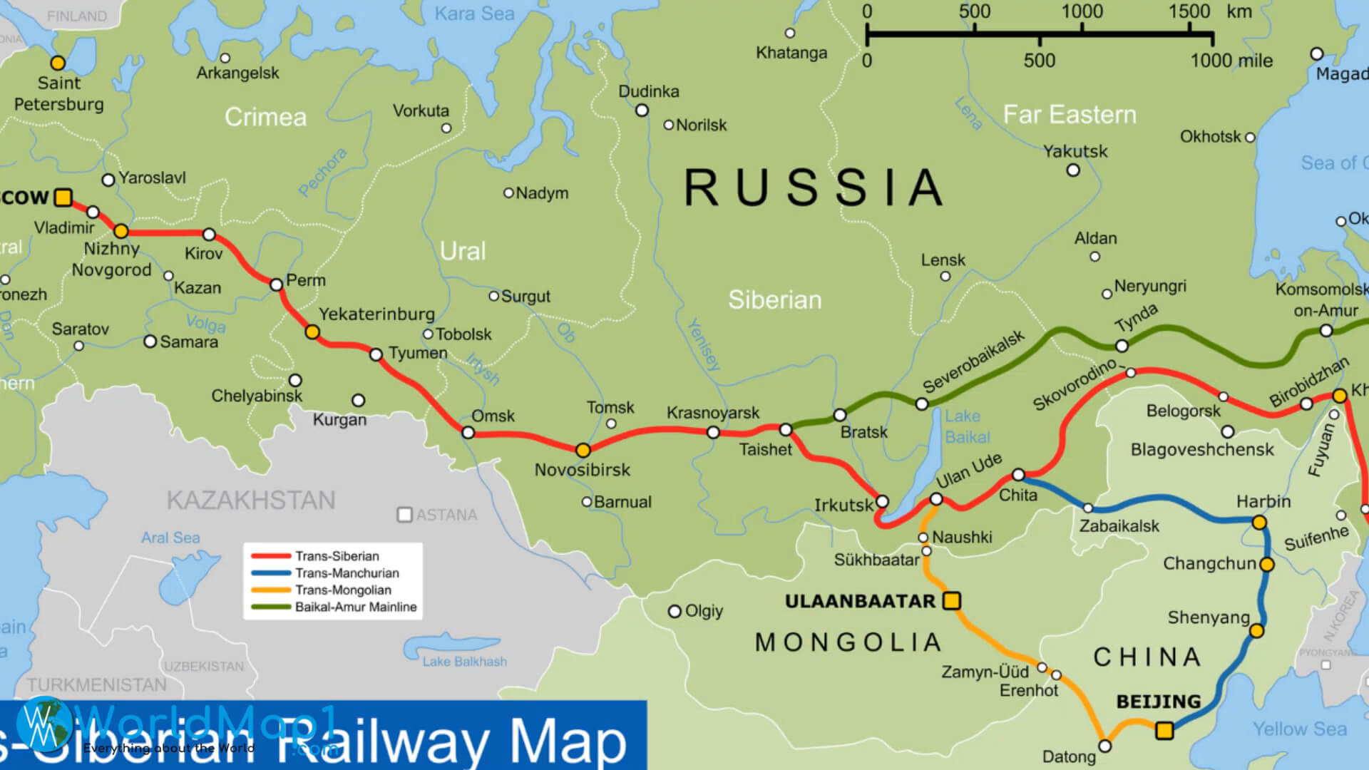 Karte der sibirischen Eisenbahn